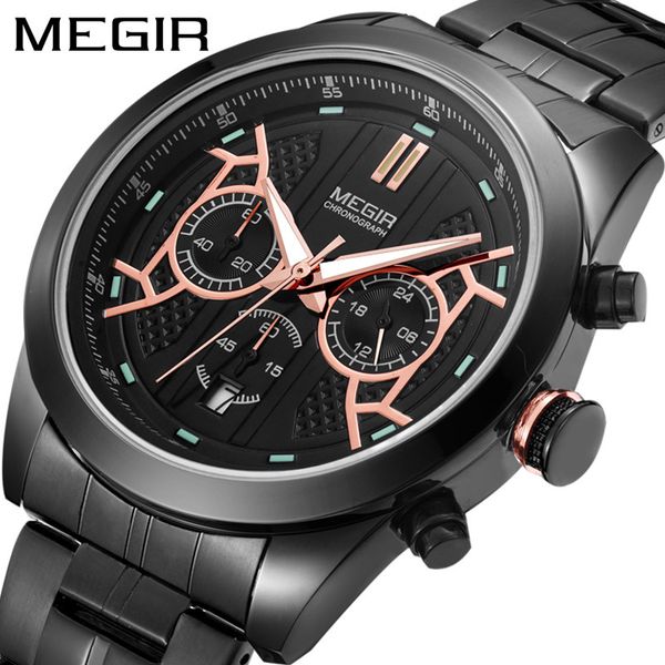 

megger megir watch multifunctional timing calendar luminous waterproof men's watch quartz watch 3016g, Slivery;brown
