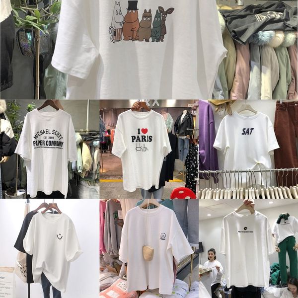 

54fmq одежда студент случайных ins модного 2020 летнего нового свободный harajuku стиль женщины футболка футболка с короткими рукавами топа, White