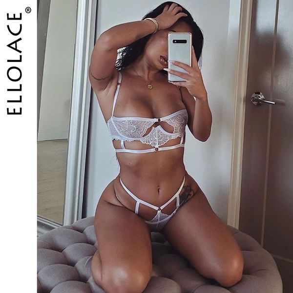 

ellolace lingerie set lace push up underwear set women female underwire bra and party set transparent lingerie feminina y200708, Red;black