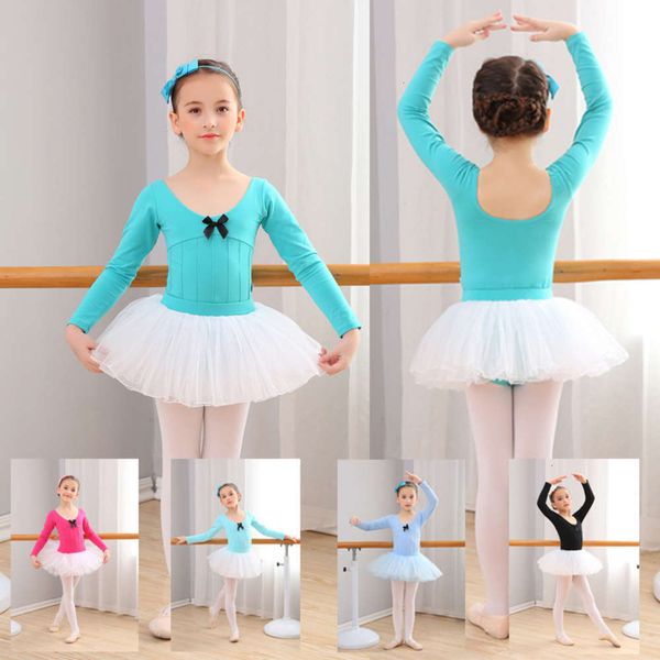 

ballet skirt girls' children's training autumn long sve dance shawl latin drs, Blue