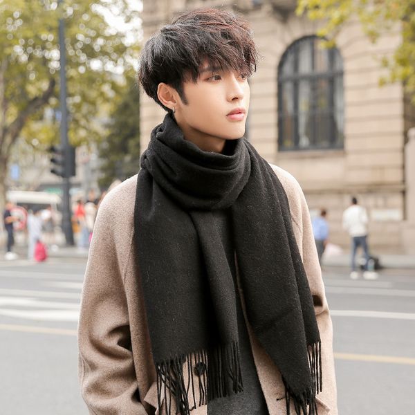 

woolen men's scarf winter classic cashmere neck tide 100 lap korean version of boys warm tassel shawl report this product supports seve, Blue;gray