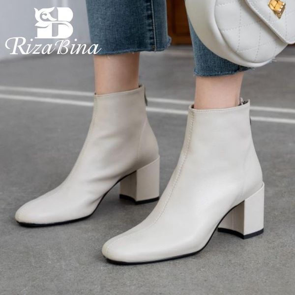 

boots rizabina woman high heel genuine leather zipper fashion winter autumn shoes elegant party size 34-391, Black