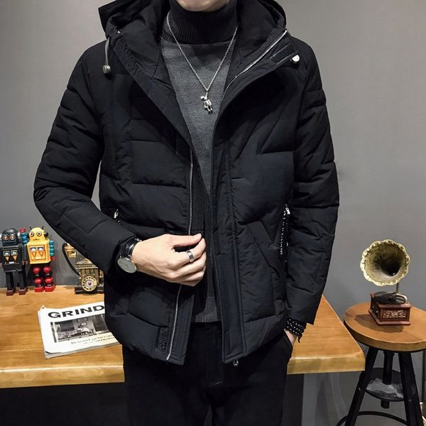 

men's fashion brand ins coat thickened down short hooded winter cotton padded jacket 2020 new, Black