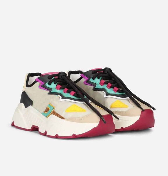 

22s mixed-materials daymaster sneakers shoes men calfskin split leather super-flex rubber sole nylon nice famous trainers