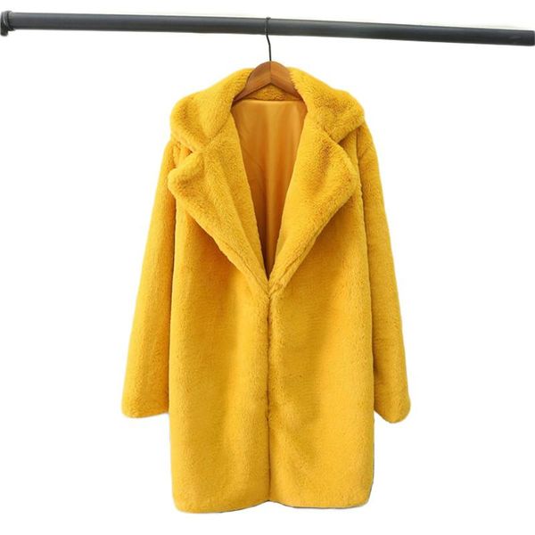 

women's fur & faux coat women yellow 4xl plus size loose 2021 autumn winter fashion gray thick warmth jacket feminina lr919, Black
