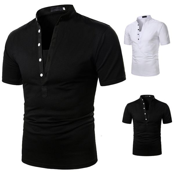 

summer jacket fashion design pure color leisure men's short sleeve polo shirts, White;black