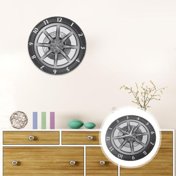 

wall clocks creative car wheel mute clock modern style living room decor