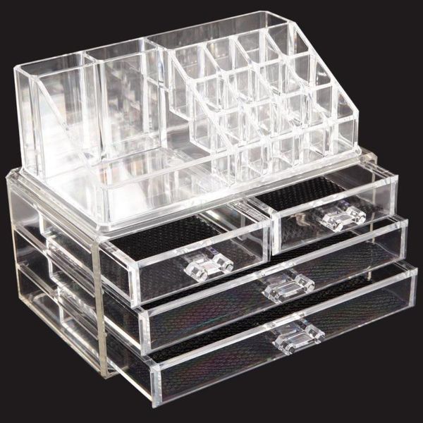 

cosmetic bags & cases [us-w]multi-check 4 drawers integrated acrylic makeup case cosmetics organizer transparent 190812218