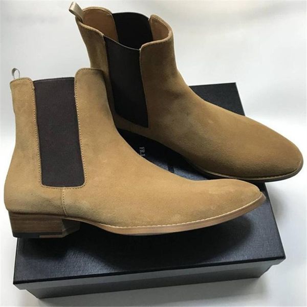 

vintage handmade short simplicity patchwork boots british style wedge suede men boots1, Black