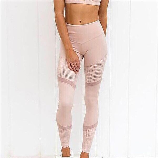 

women pink leggings work out spring ankle length softe mesh legging stitching hollow slim push up ladys legging feminino t2g, Black