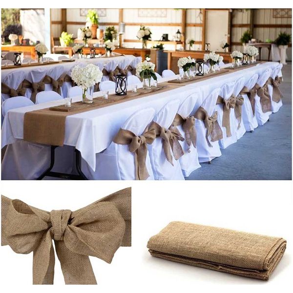 

vintage burlap hessian ribbon sashes wedding chair knot for wedding craft party decoration banquet event chairs bow 275x17cm f wmtjkg