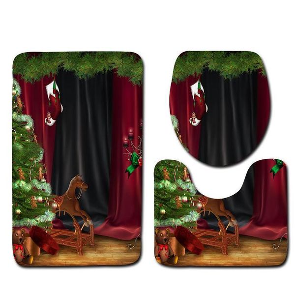

christmas eve style bathroom floor mat 3 pcs set, anti-skid mat for bathroom, bath room qylnwl bdebaby
