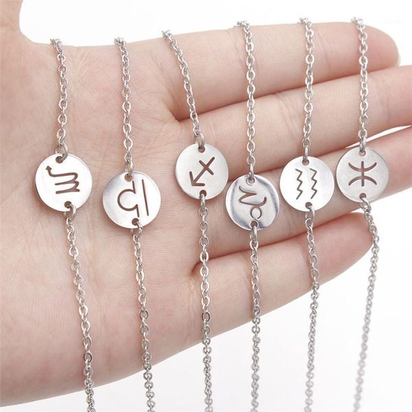 

12 constellation zodiac charm bracelet for women female 100% stainless steel quality bracelet high polish charms bracelets1, Black