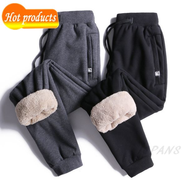 

2020 heavy drawstring sweatpants of men pantalon hombre joggers warm teddy winter pants elos, Black