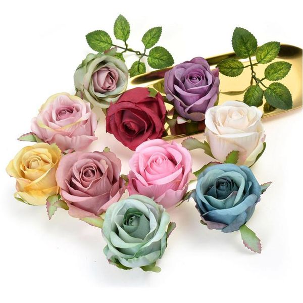 

1pcs 6cm retro silk rose artificial flowers for wedding christmas decor diy handmade wreath gift scrapbooking fake jllrzn