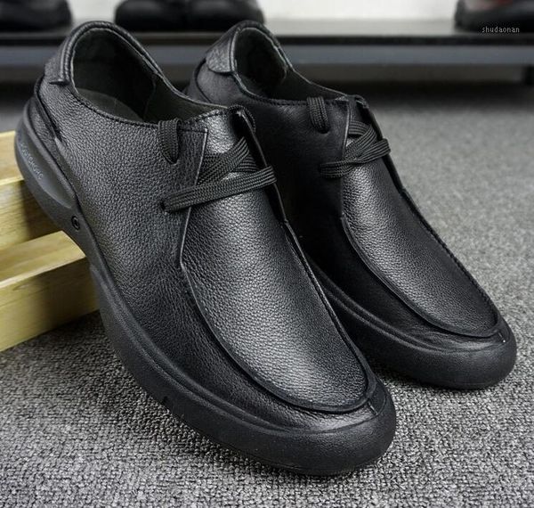 

dress shoes full grain leather size 45 small code comfortable men's soft bottom black lace thick business casual shoes1