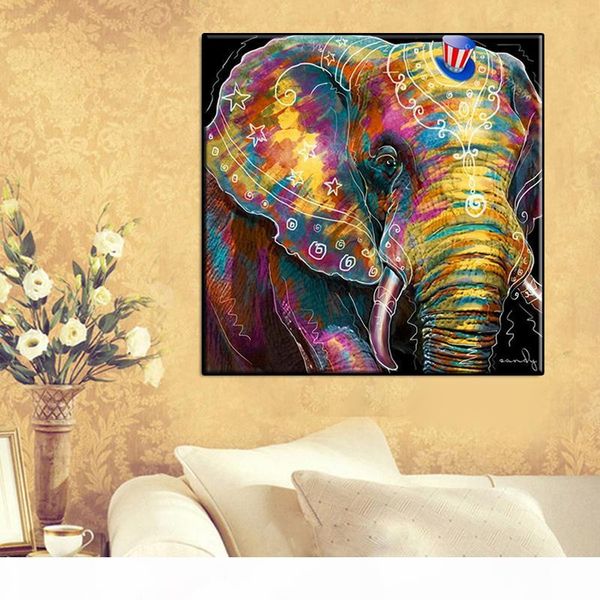 

5d diamond stitch painting kits artistic colored elephant mosaic diamond embroidery wall art for living room