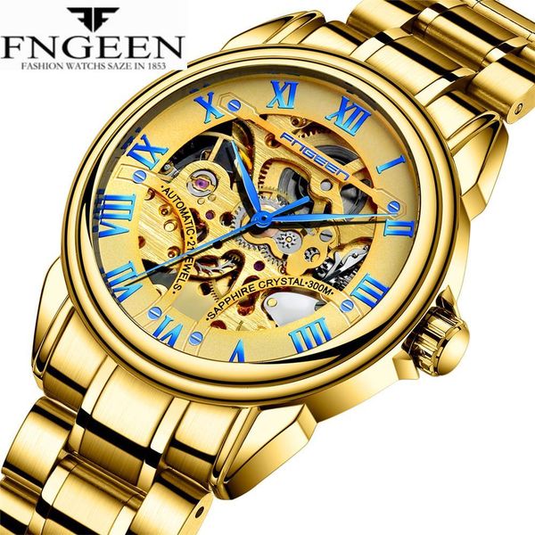 

fngeen men's fashion design mechanical quartz watch luxury waterproof business male clock relogio masculino reloj hombre, Slivery;brown