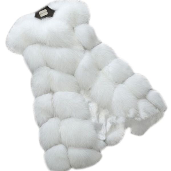 

women's fur & faux long waistcoat women coat vest korean style ladies jackets plus size winter clothes warm streetwear thicken outwear, Black