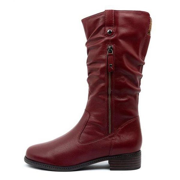 

duuti women zipper ridding boots fashion women mid calf boots ladies low block heel round toe black autumn winter shoes