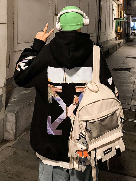 

sweater men's autumn loose ins korean fashion student's versatile winter plush new hoodie, Black