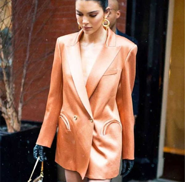 

bright color blazer women's jacket office suit outwear shawl collar double breasted orange suit women designer blazers, White;black