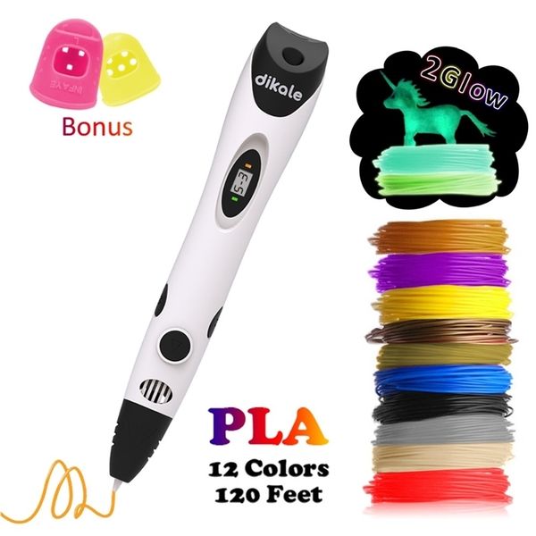 Dikale 3D Pen lapiz 3d para dibujar 3D Zeichnung Drucken Drucker Stift Schablonen eBook Nachfüllungen PLA Filament für Kinder Erwachsene Kunst Geschenk 201214