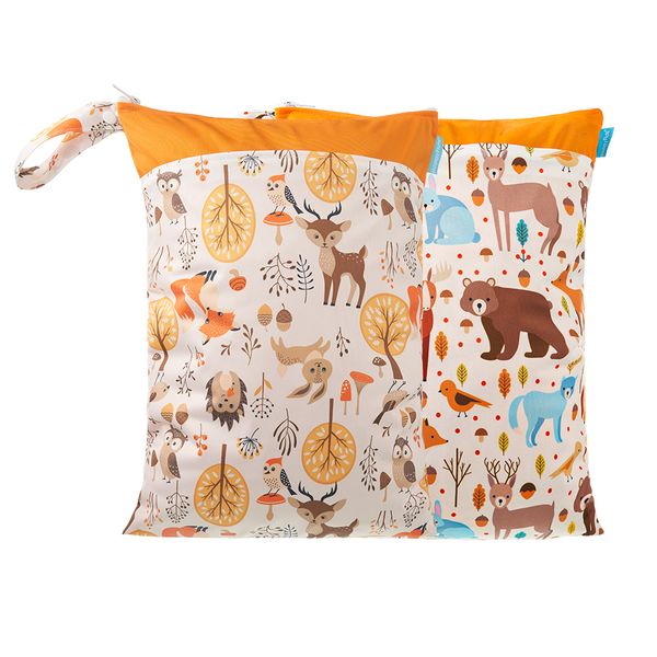 

happyflute /set baby diaper bags double zippered wet/dry bag two pocket waterproof wet cloth diaper reusable mummy bag lj201026