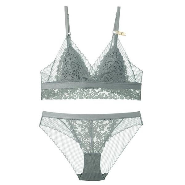 

cyhwr lace bra unlined no wire underwear bra set three-quarter underwear thin cup beauty back set, Red;black