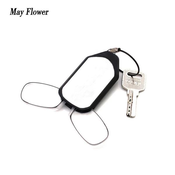

sunglasses may flower mini nose clip on portable reading glasses men&women rimless key chain wallet magnifying presbyopia eyewear with case, White;black