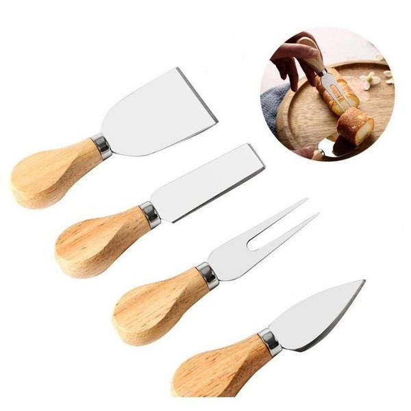 

cheese knife set oak handle knife fork shovel kit graters baking cheese pizza slicer cutter set b8b65