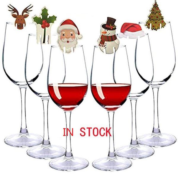 Etichetta per tazza di vino di Natale Etichetta per bicchiere di vino rosso con cervo di Babbo Natale Marcatore per bicchiere di vino per feste domestiche festive