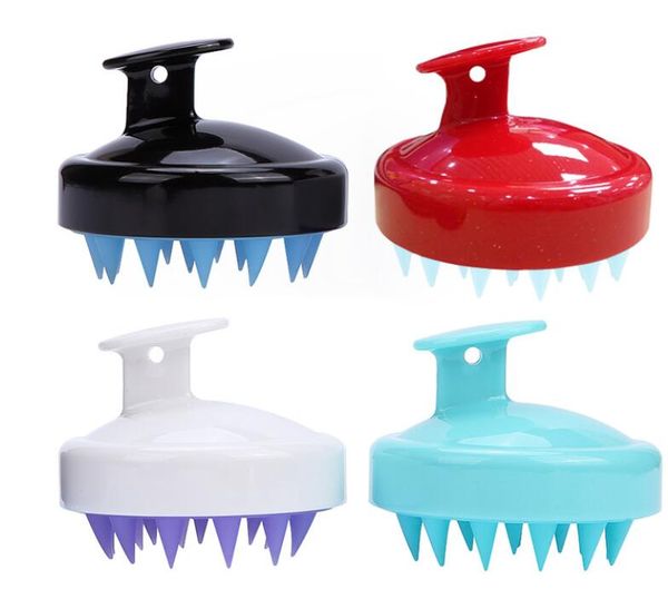 

silicone shampoo brush shampoo scalp massage brush comfortable silicone hair washing comb body bath spa slimming massage brushes gga2481, Silver