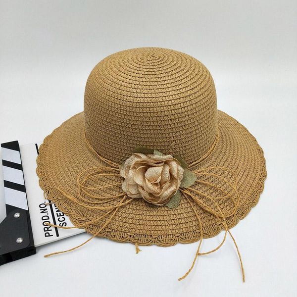 

summer sun hat panama beach women's cap hand made straw hats fake flower bow ribbon wmtaqi yyysports, Black;white