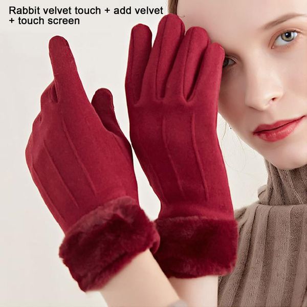 

new cute winter gloves touch screen for women waterproof gloves&mittens cotton suede hand wear thick warm wind proof gloves, Blue;gray