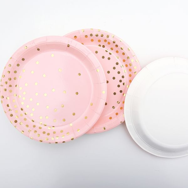 

pack of 10 gold spots paper party set plates wedding party catering tableware