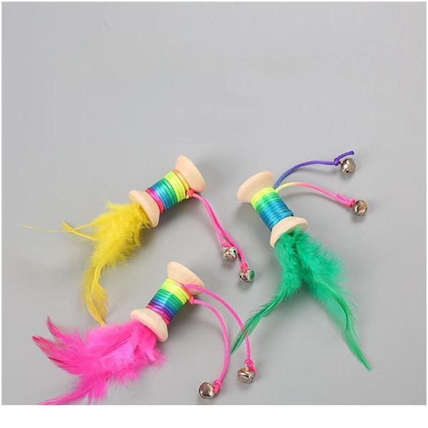 

1pc cat toy fake feather ball decor cat interactive toy cat teaser toys for kittens pet supplies rand qylnmm