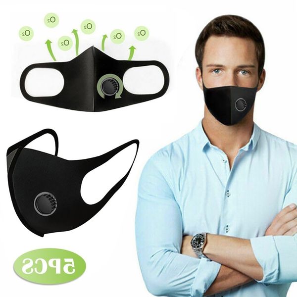 

air 5pcs outdoor purifying protection dust mask carbon filter multi layer human facial design facemask with valve dropshipping
