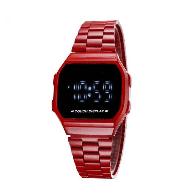 

led digital watch dz7333 iced out watch automatic touch screen waterproof and shockproof world time, Slivery;brown