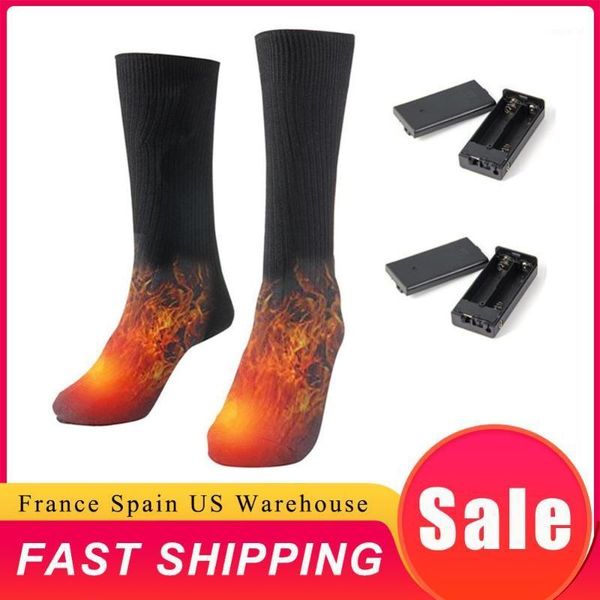 

sports socks 3v thermal cotton heated men women battery case operated winter foot warmer electric warming1, Black