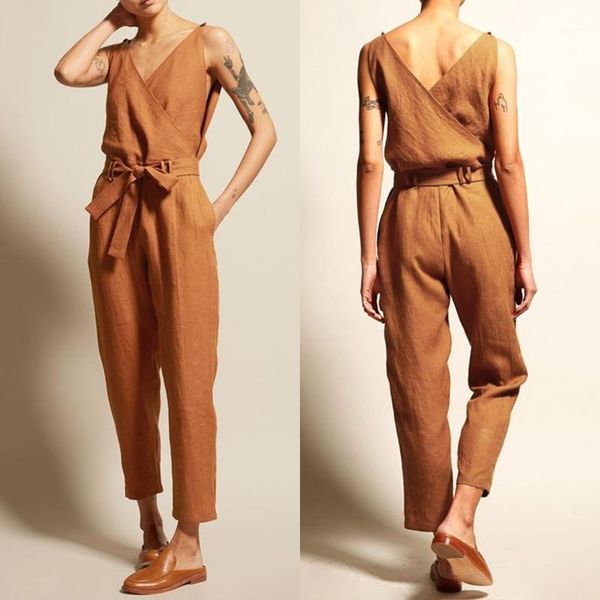 

plus size stylish women's jumpsuits 2019 zanzea pantalon v neck belt playsuits female casual rompers femme work pants overalls1, Black;white