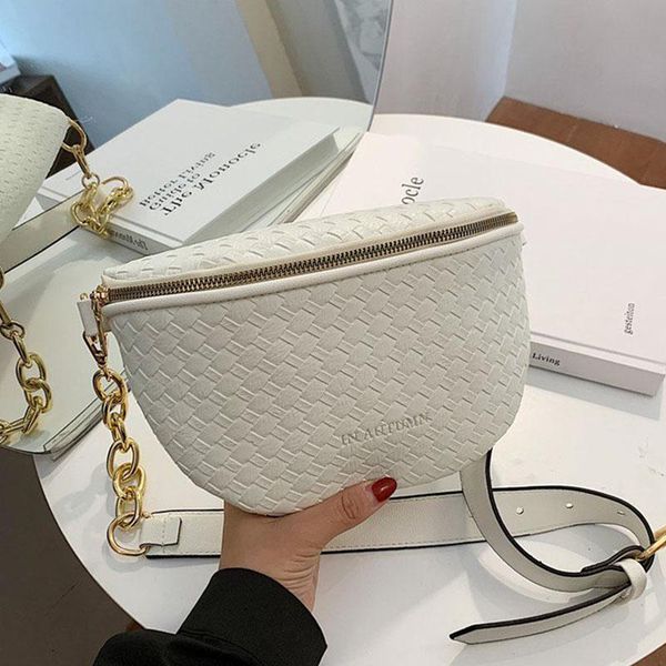 

luxury woman fanny pack waist belt bag female chain crossbody chest bag 2021 new phone pack and purse fashion leather waist