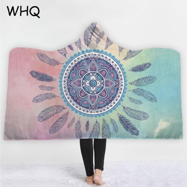 

whq bohemia hooded blanket winter dreamcatcher wearable thick bed throw for adults kids sherpa fleece joyous cobija cobertor1