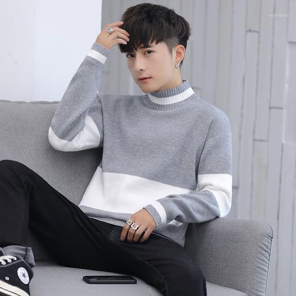 

spring sweater men korean-style high collar sweater yarn clothes1, White;black
