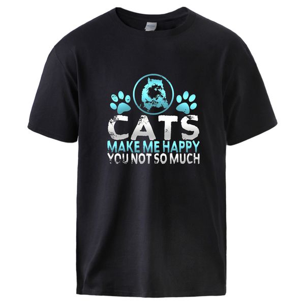 

funny cats make me happy print male summer short sleeve black streetwear male sell sport hooded sweatshirt hoodie men t shirt