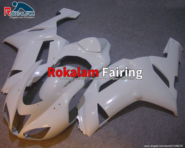 Para Kawasaki Ninja ZX6R ZX 6R 2007 2008 ZX-6R 07 08 Motobike Lainging Aftermarket Fairing Branco (moldagem por injeção)