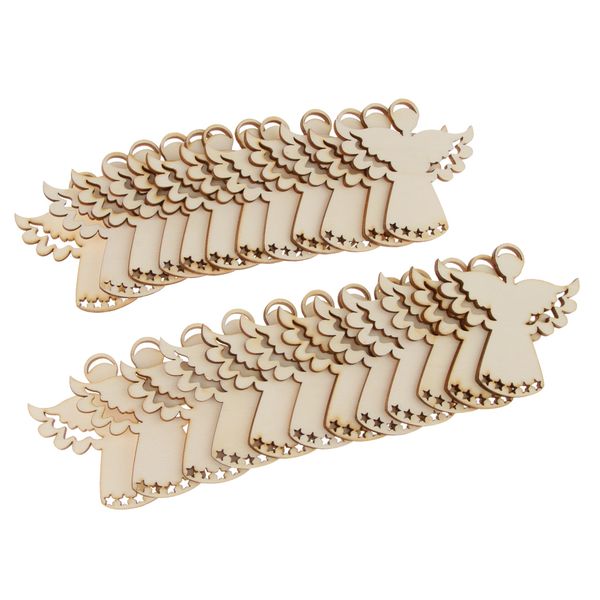 

pack of 24 unpainted angel wooden pieces labels xmas gift tags kids toy 6.4x6.3cm