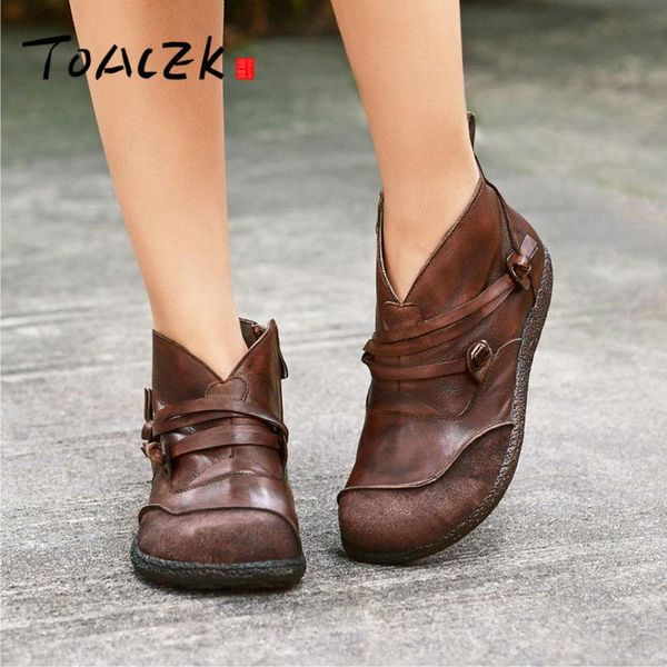 

boots original hand-made leather women's short flat comfortable personality retro casual, Black