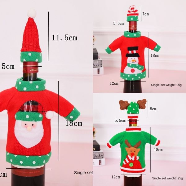 

acdj0 set decorative embroidered i6mir bottle set christmas new cartoon wine bottle embroidered daily dining table decorations wine