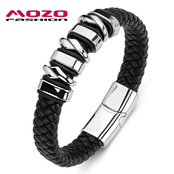 

2020 мужчины браслет плетеный из натуральной кожи из нержавеющей стали модные punk браслет женщины collocation ювелирные изделия 2020 мужчин, Golden;silver